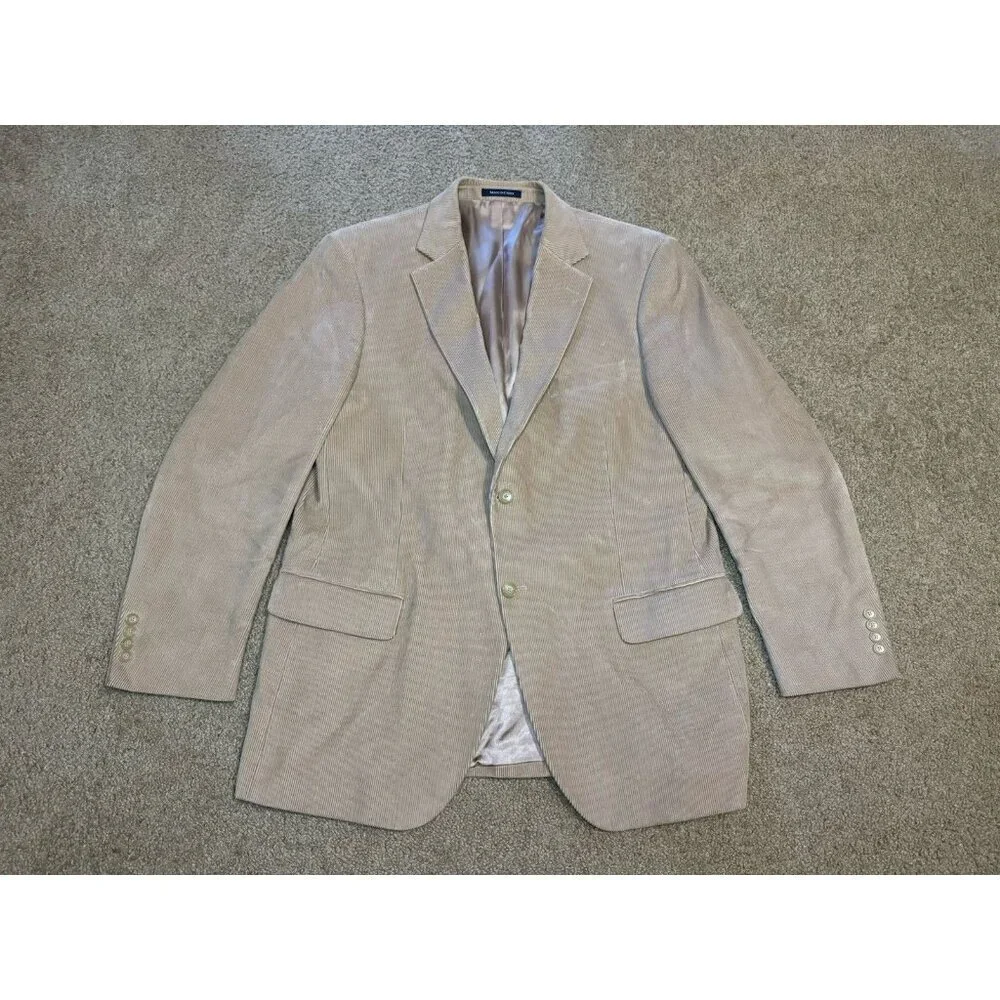 LANDS END Corduroy Jacket Mens 44R Tan Blazer Sport Coat Classic Business Wear